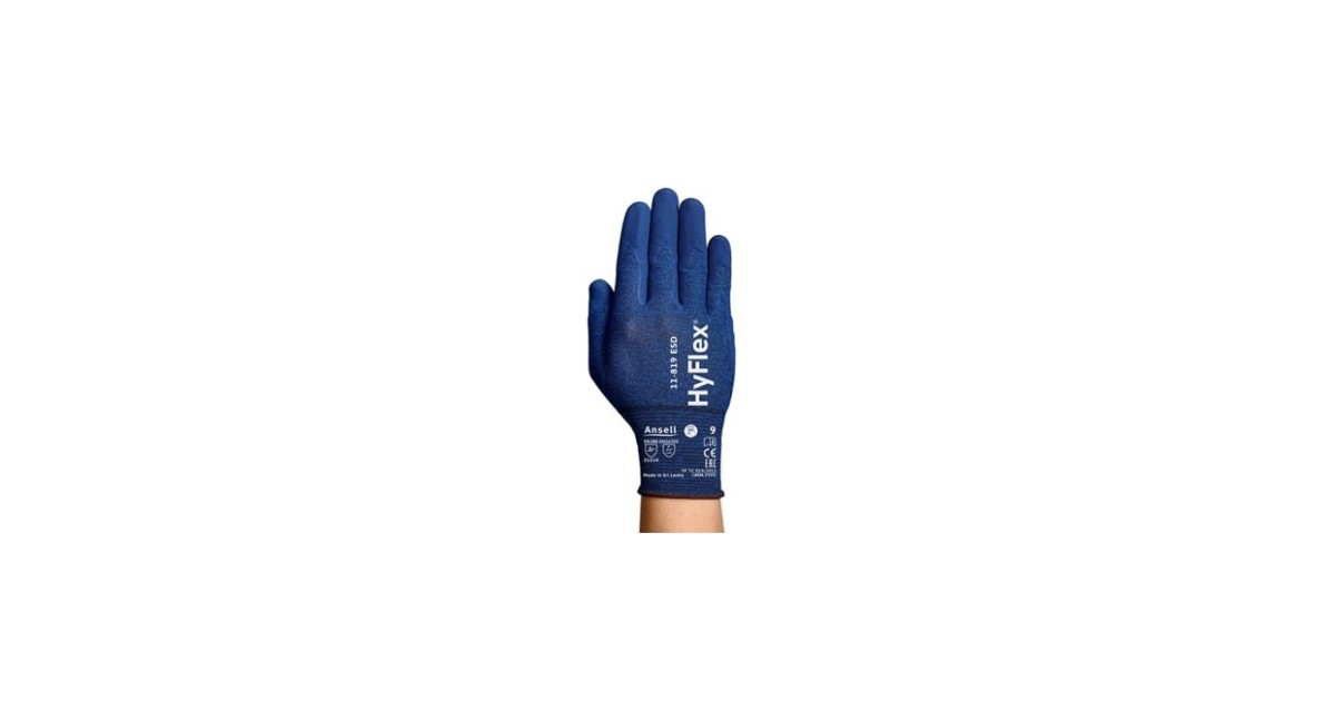 Safety Gloves Ansell HyFlex 11 819 ESD Thin Nylon Spandex Carbon