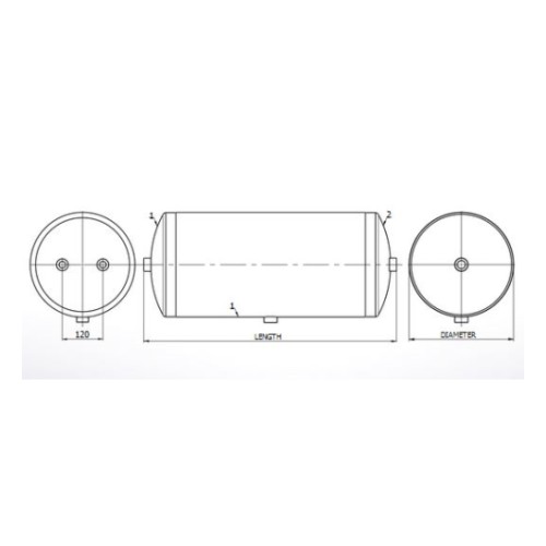 Стальной ресивер 100L 396x900 12.5bar вентиляционные отверстия 2+1
