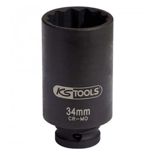 1/2" long impact socket 34mm. 12-point KS Tools