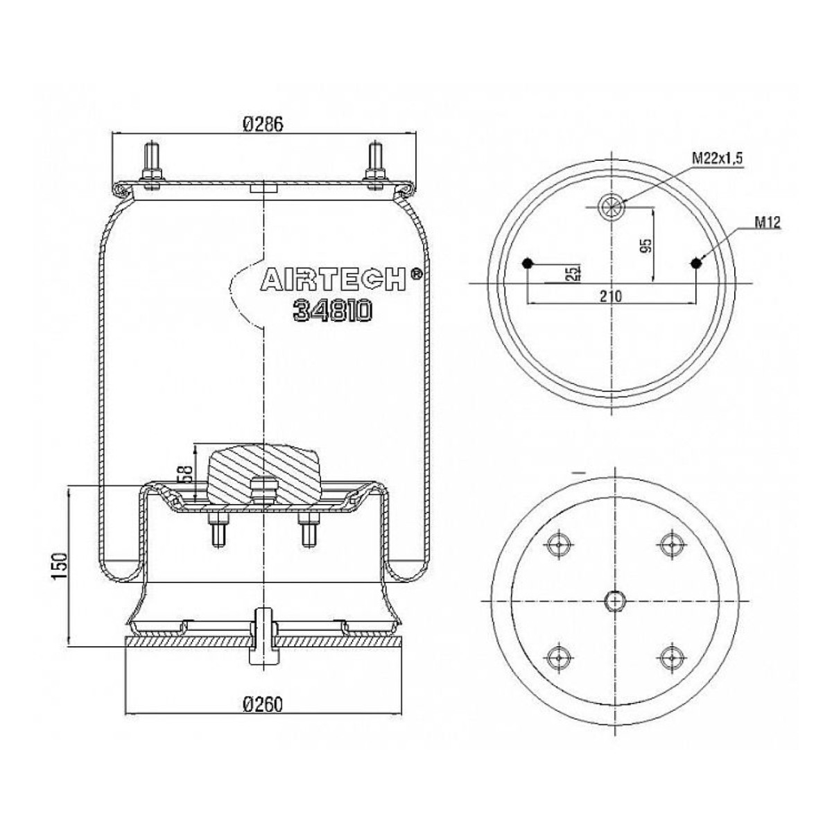 34810-08K Airtech пневмоподушка в сборе 2918VP04 Intra SAF