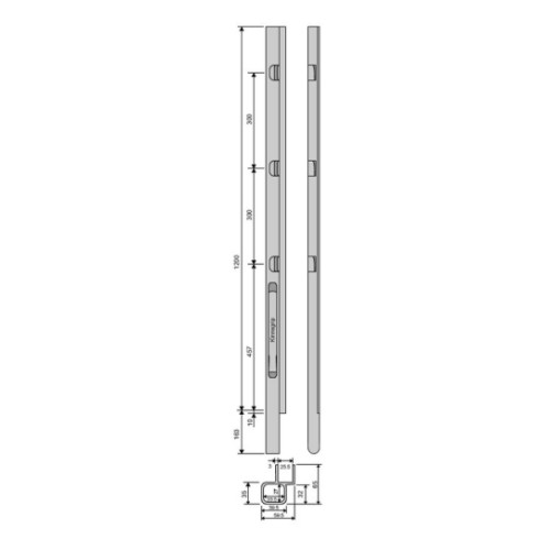 Стойка борта с замком, передняя, Kinnegrip 1200/20 алюминий