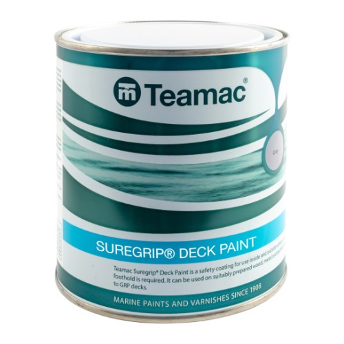 Противоскользящая палубная краска Teamac Suregrip, серая, 1L