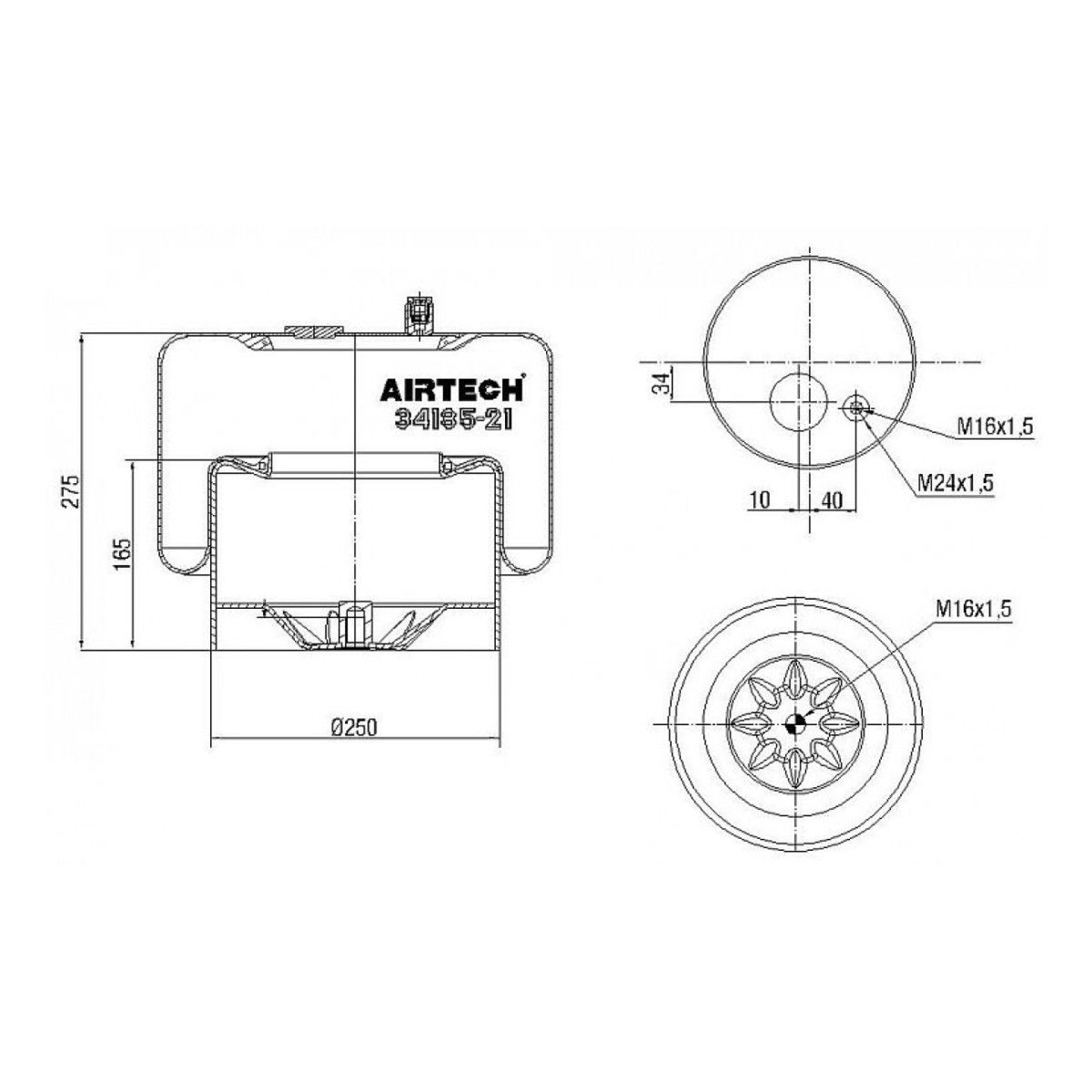 34185-21K Airtech пневмоподушка Mercedes MB Atego