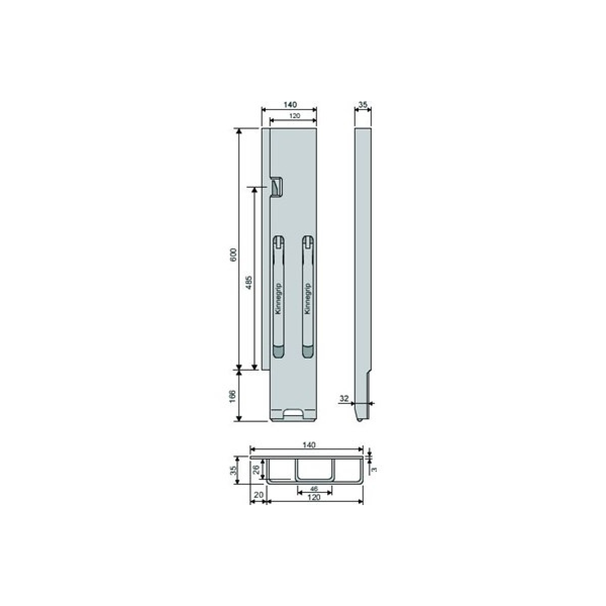 Стойка борта с замком, задняя, Kinnegrip 600/IV широкая лев.