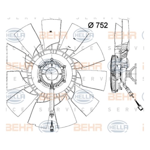 Scania Visco 1853555 электрический Sca R 08- Hella Behr 750mm