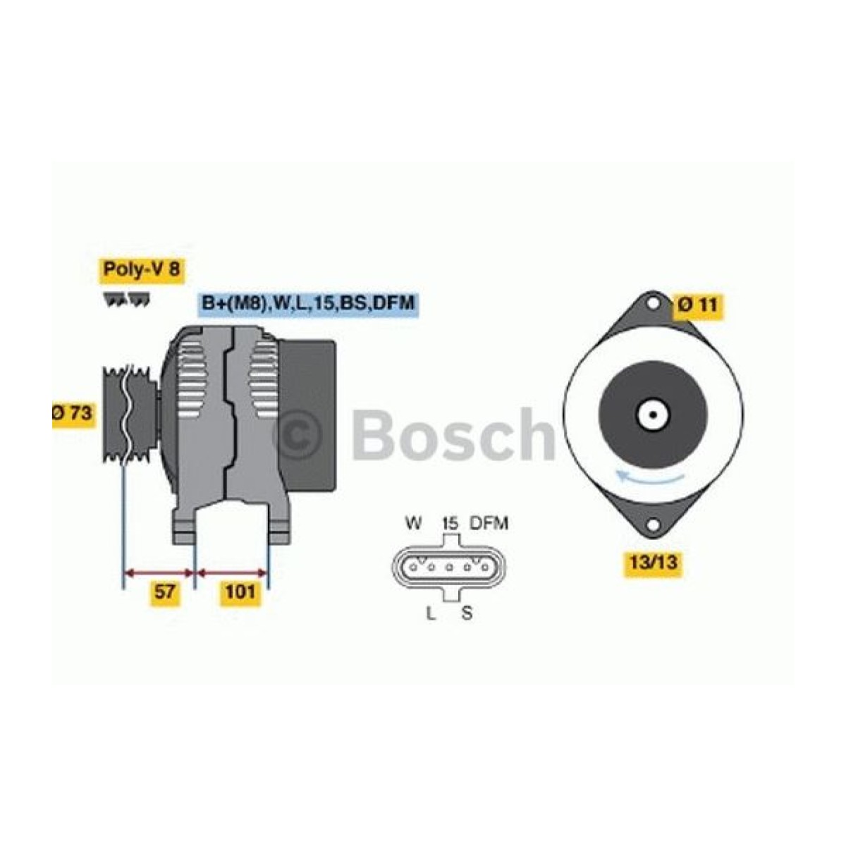 Генератор 24V 110A Volvo/RVI FH13 D13 Bosch