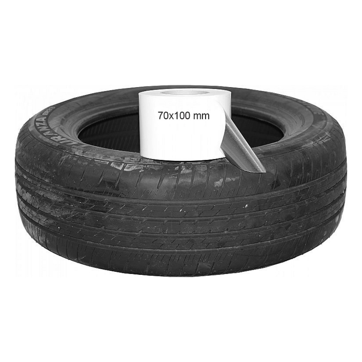 Rehvikleebis Valge. 70X100/500Tk Rullis (Tyre Pluss)