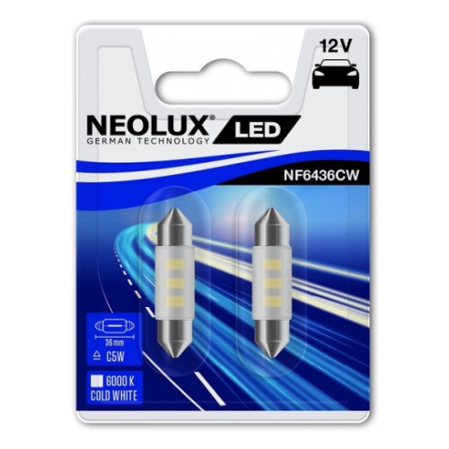 12V SV8.5-8 LED лампа 0.5W 36mm C5W 6000K блистер 2 шт. Neolux