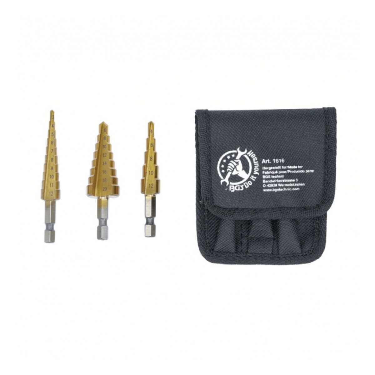 Astmeliste puuride komplekt 3 osa 3-20mm 1/4" sabaga **