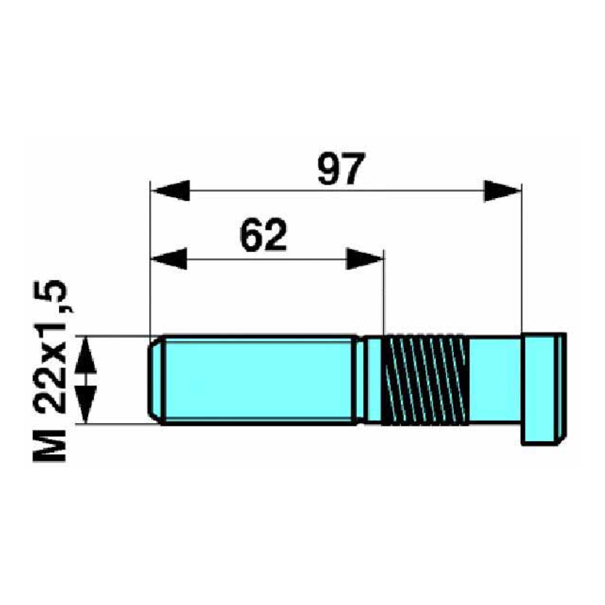 Колёсный болт BPW 22x1.5x97 0329633121 срезанная головка
