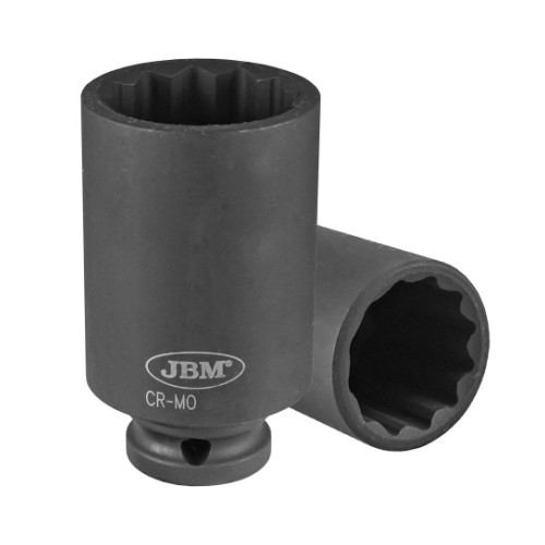 Deep impact socket 1/2" 19mm 12-point Cr-Mo with hanger JBM