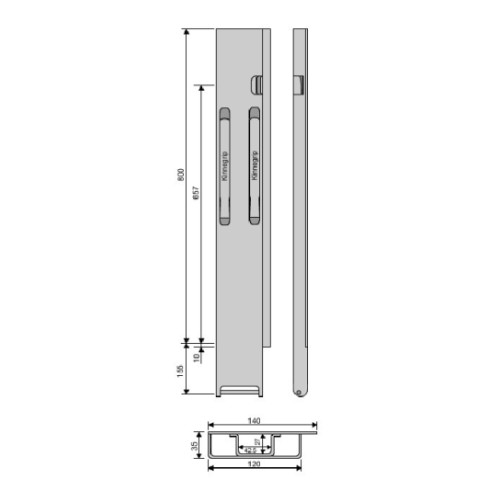Стойка борта с замком, задняя, Kinnegrip 800/20 широкая