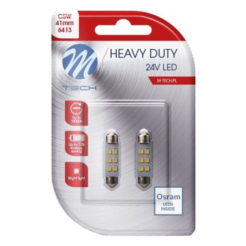 Светодиодная лампа 24 В SV8.5-8 0,77 Вт 41 мм C5W Heavy Duty 2 шт. (Osram LED) M-Tech