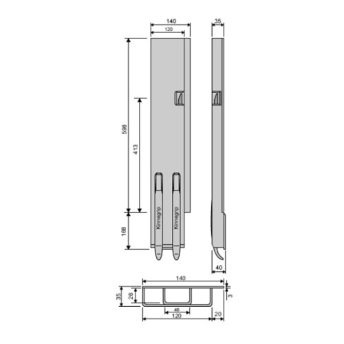 Стойка борта с замком, задняя, Kinnegrip 600/V широкая прав.