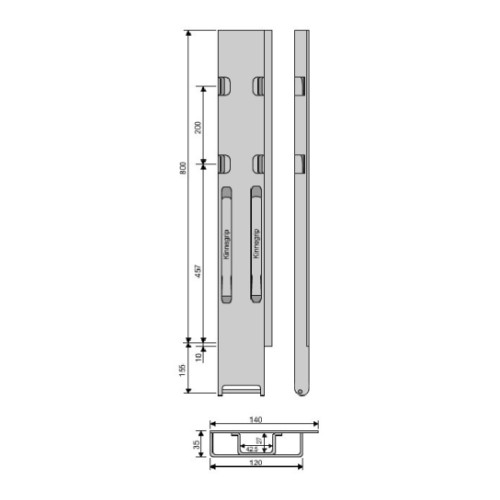 Боковая стойка Kinnegrip 800/20/4, сзади, слева