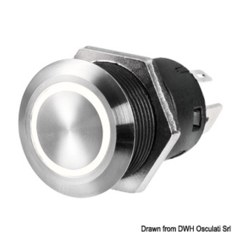Выключатель плоский нерж. on-off 12V, синий Osculati