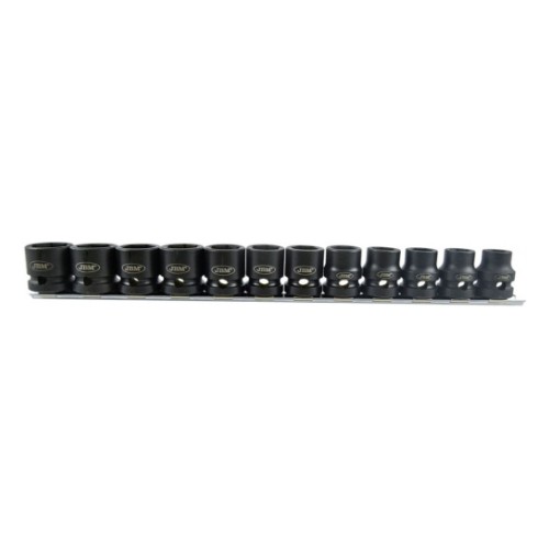 Low profile impact socket starter set 1/2" 10-21mm on rail 12 pcs JBM