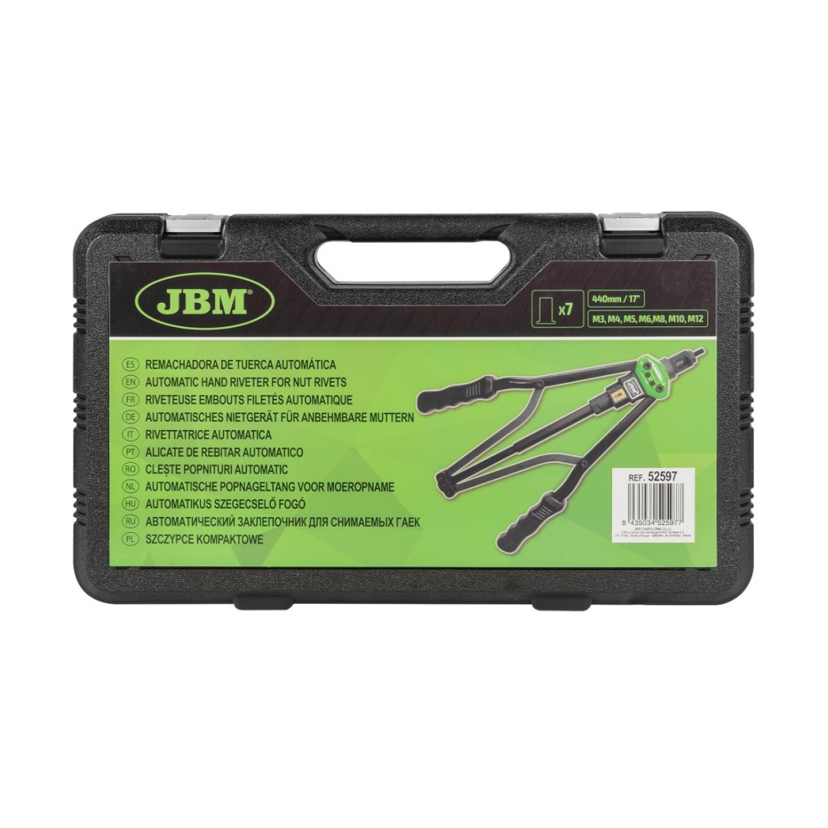 2-Käe Needitangid Hüllsmutritele M5-M12. 440Mm Jbm