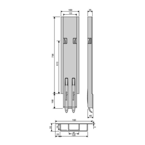 Стойка борта с замком, боковая, Kinnegrip 800/V