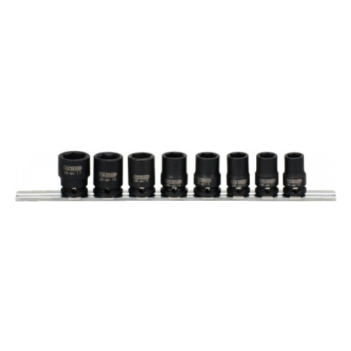 8-pc 3/8" impact socket set on rail 10-17mm KS Tools