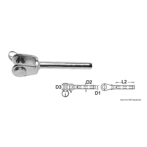 Вилочный наконечник, AISI 316, ø 4 mm