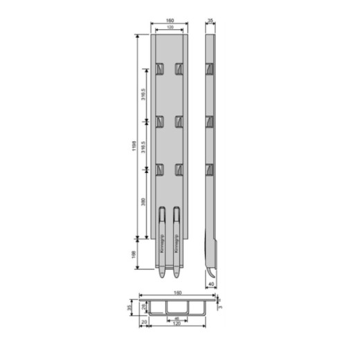 Стойка борта с замком, боковая, Kinnegrip 1200/V
