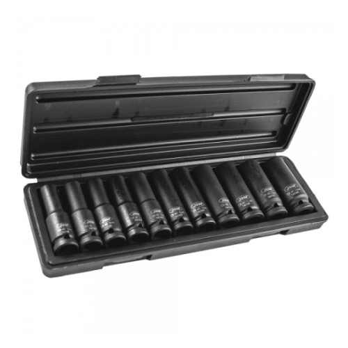 Deep impact socket starter set 1/2" 12-point 11 pcs 10-24mm in plastic case JBM