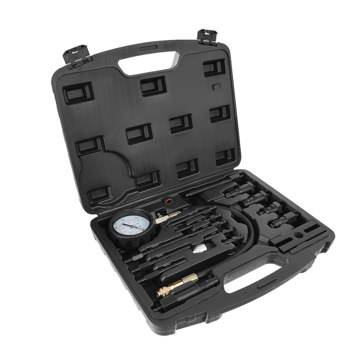 Kompressioonitester diiselmootorile, 17-osaline adapterite komplekt.