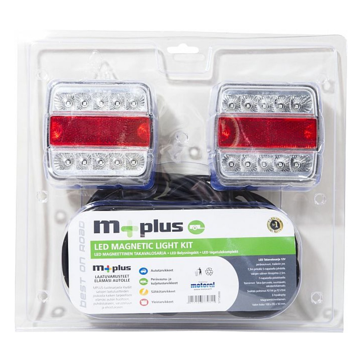 Комплект задних фонарей LED 12 В 100x100x40 мм, на магнитах M+