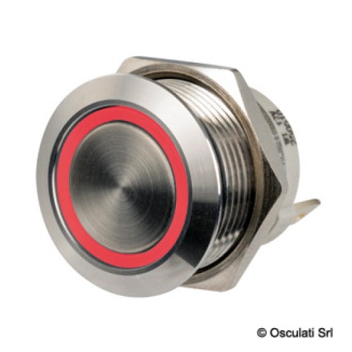 Переключатель, плоский, on-off, 12/24V, нерж., красный