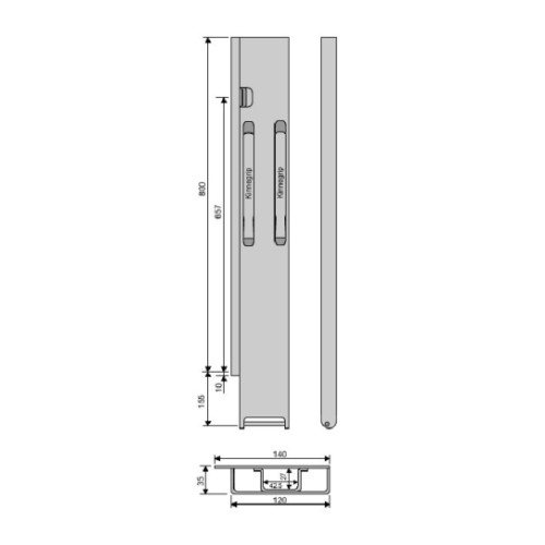 Стойка борта с замком, задняя, Kinnegrip 800/20 широкая