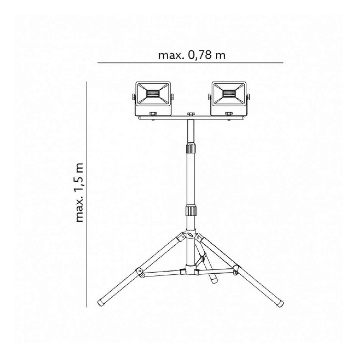 230V 2X30W Led Prozektor+Statiiv 2X2340Lm 4000K Ip65 Kobi