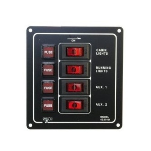 Панель переключателей, четырёхпозиционная, вертикальная, 12V, 30A