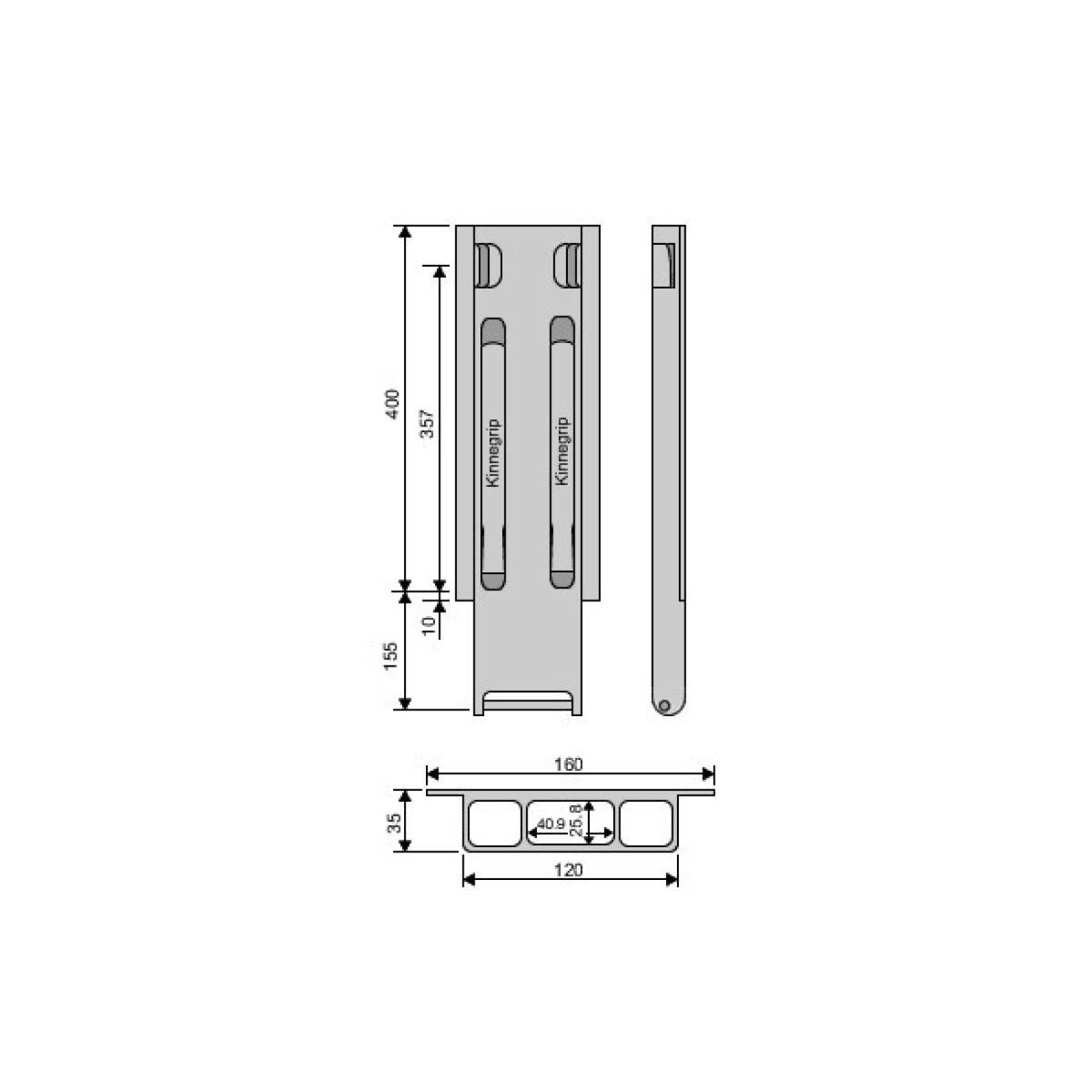 Стойка борта с замком, боковая, Kinnegrip 400/20 алюминий