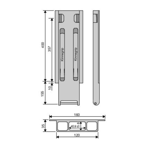 Стойка борта с замком, боковая, Kinnegrip 400/20 алюминий