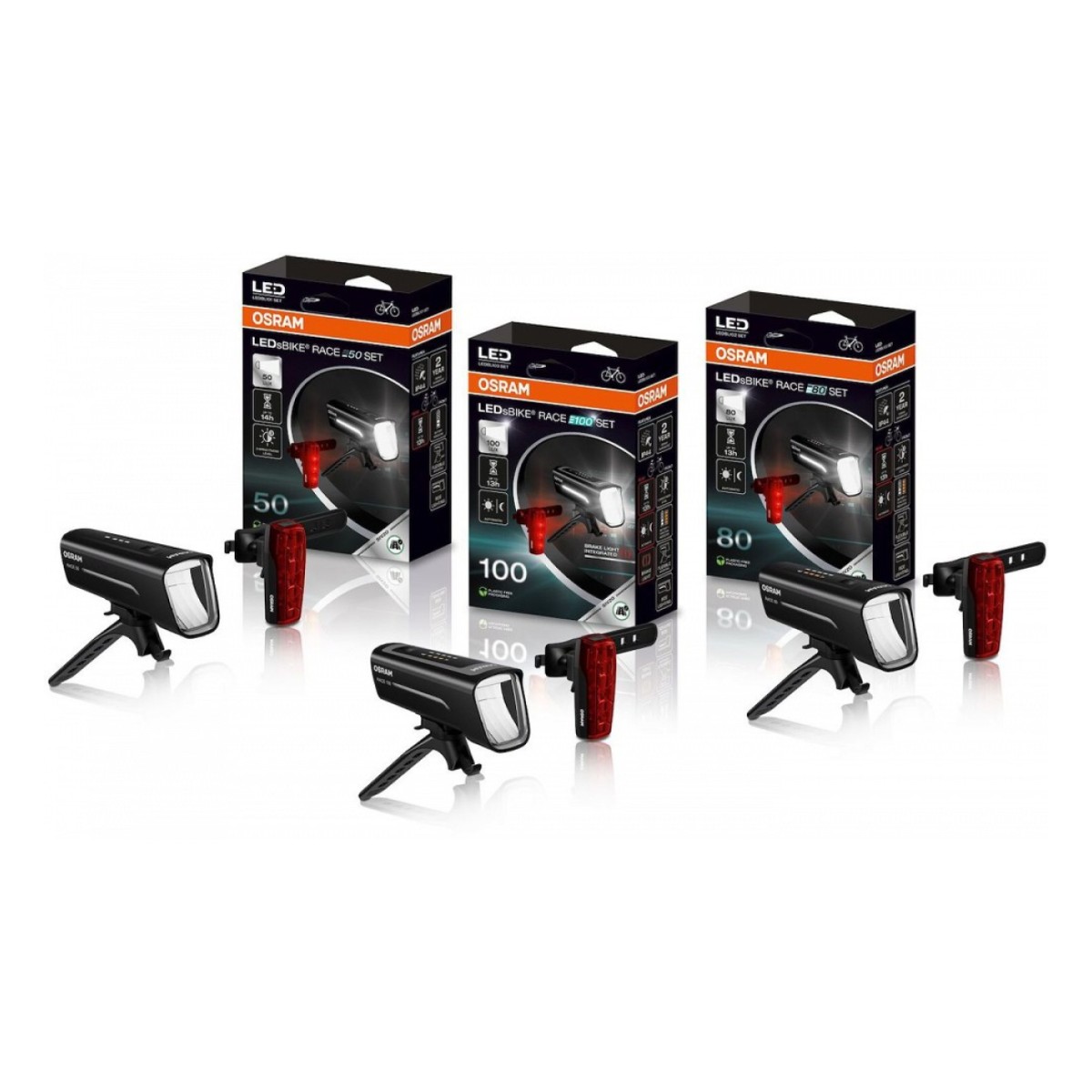 Jalgratta Tuled Esi+Taga Race 50 Osram