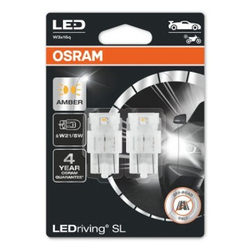 12V W3x16Qled лампа 1.7W W21/5W жёлтая Ledriving Sl блистер 2 шт. Osram