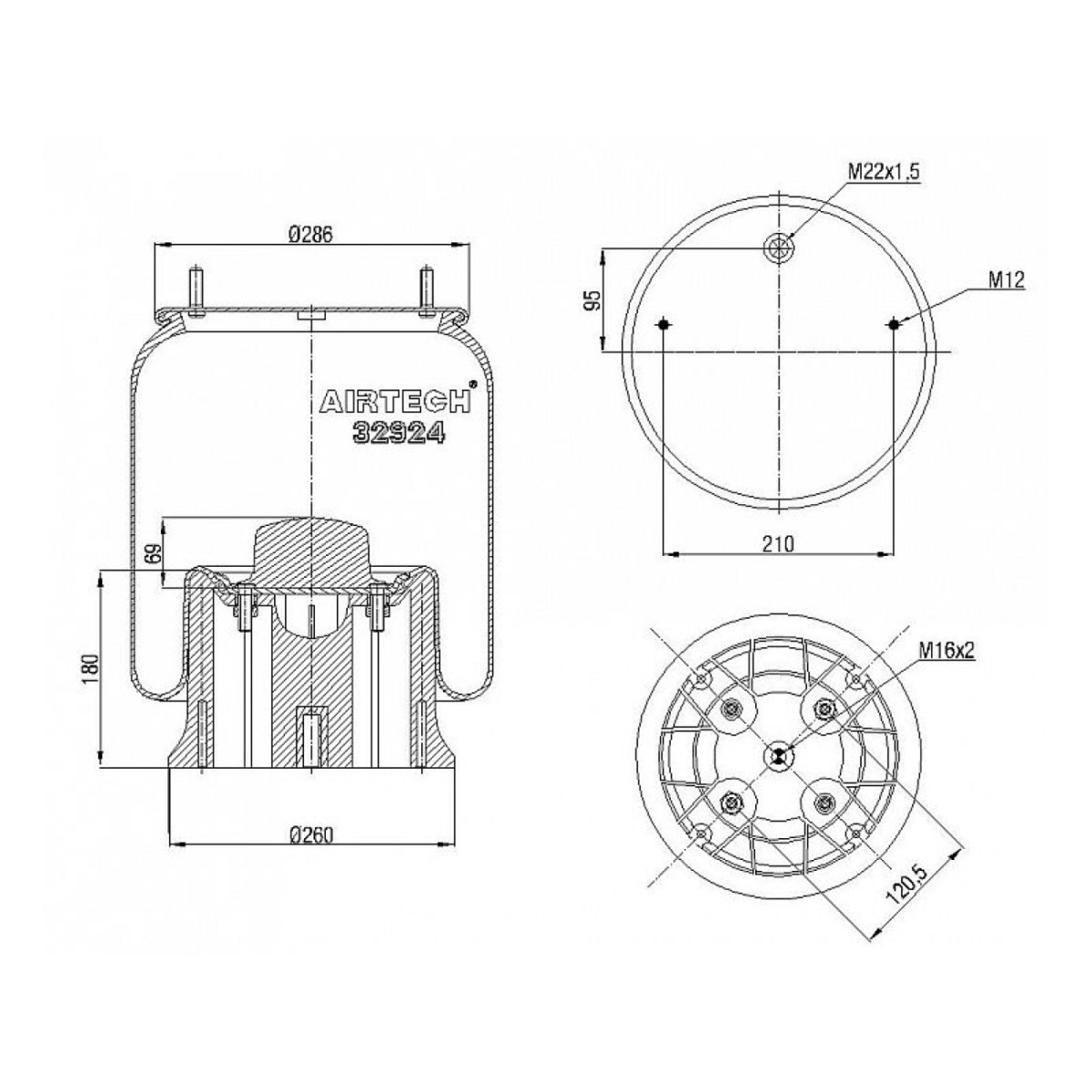 32924Kp Airtech пневмобаллон Saf 2924V с пластиковым поршнем