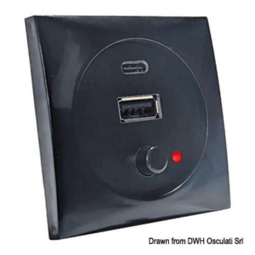 Usb-порт, 12/24V, черный