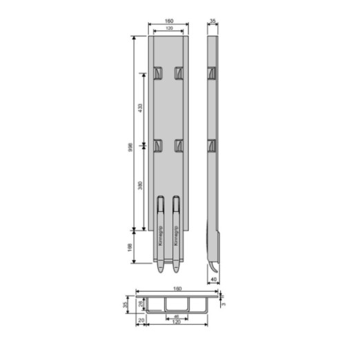 Стойка борта с замком, боковая, Kinnegrip 1000/V