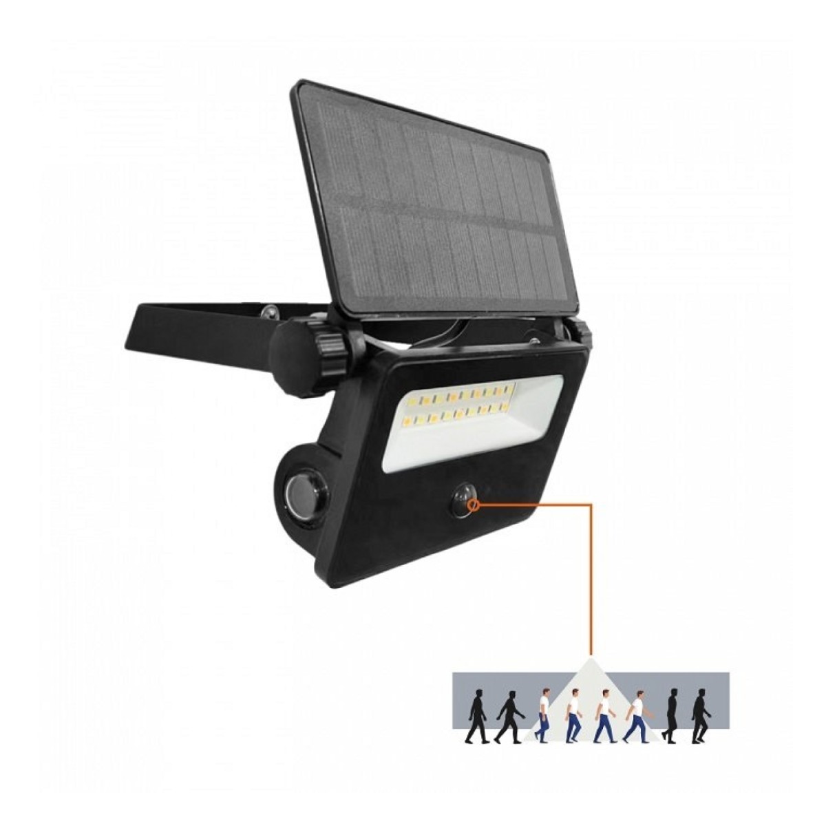 Led Solar Prozektor+Andur 10W 850Lm 3Cct. Must Ip54 A++ Kobi