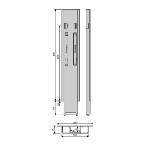 Стойка борта с замком, боковая, Kinnegrip 800/20