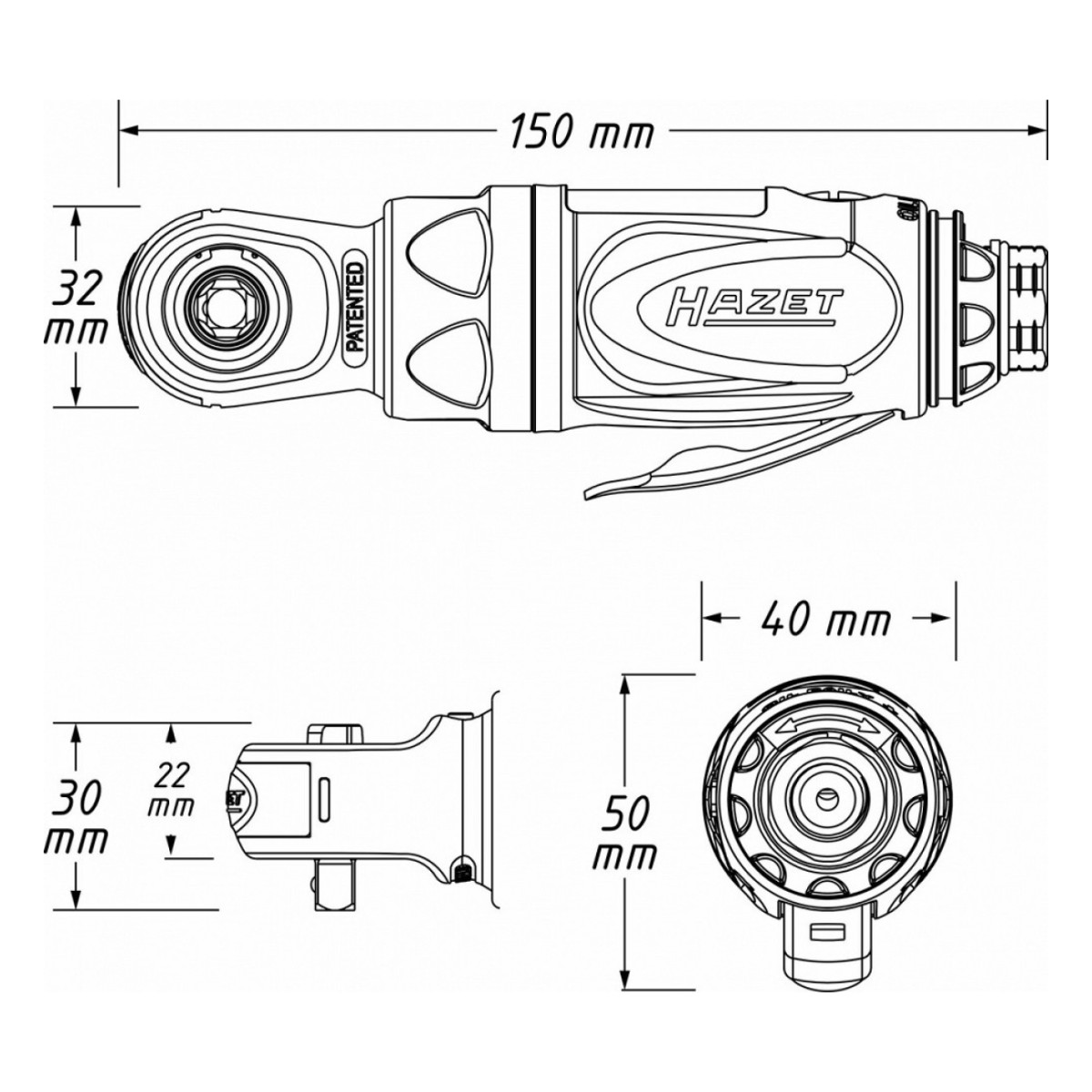 Mini Pneumo Tirrvõti 1/4" 40Nm Hazet