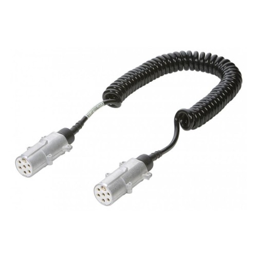 Спиральный кабель 7-pin «S» (1-pin перевёрнут) 4,5 м алюминиевые вилки