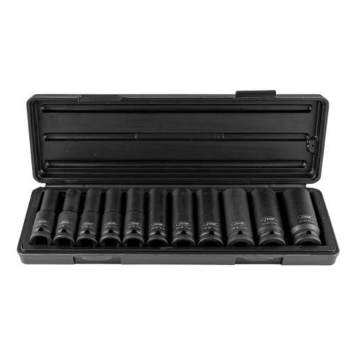 Deep impact socket starter set 1/2" 6-point 10-24mm plastic case 11 pcs JBM