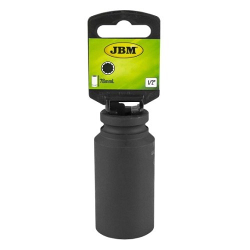 Impact socket 1/2" deep 35mm 12-point Cr-Mo, hanging pack JBM
