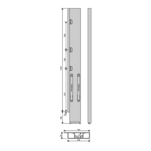 Стойка борта с замком, задняя, Kinnegrip 1200/20 широкая
