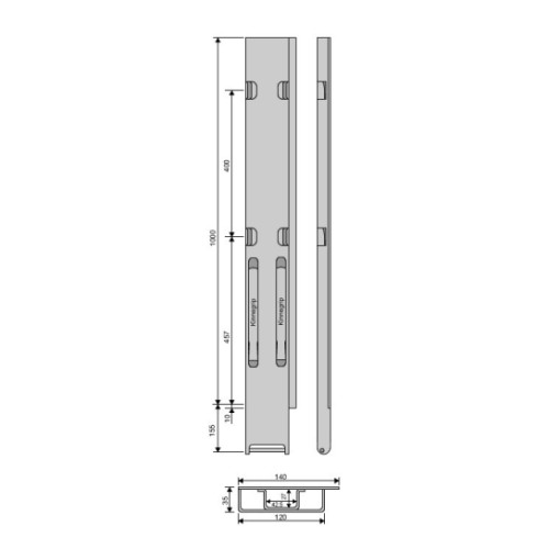 Боковая стойка Kinnegrip 1000/20/4, сзади, слева 5210001