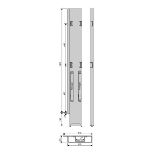 Боковая стойка Kinnegrip 1000/20/4, сзади, слева 5210901