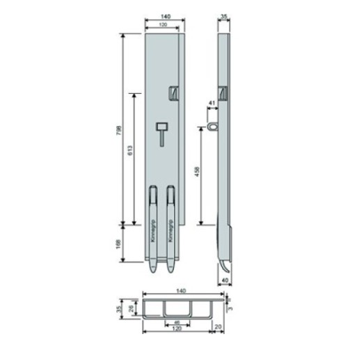Стойка борта с замком, задняя, Kinnegrip 800/V TIR широкая